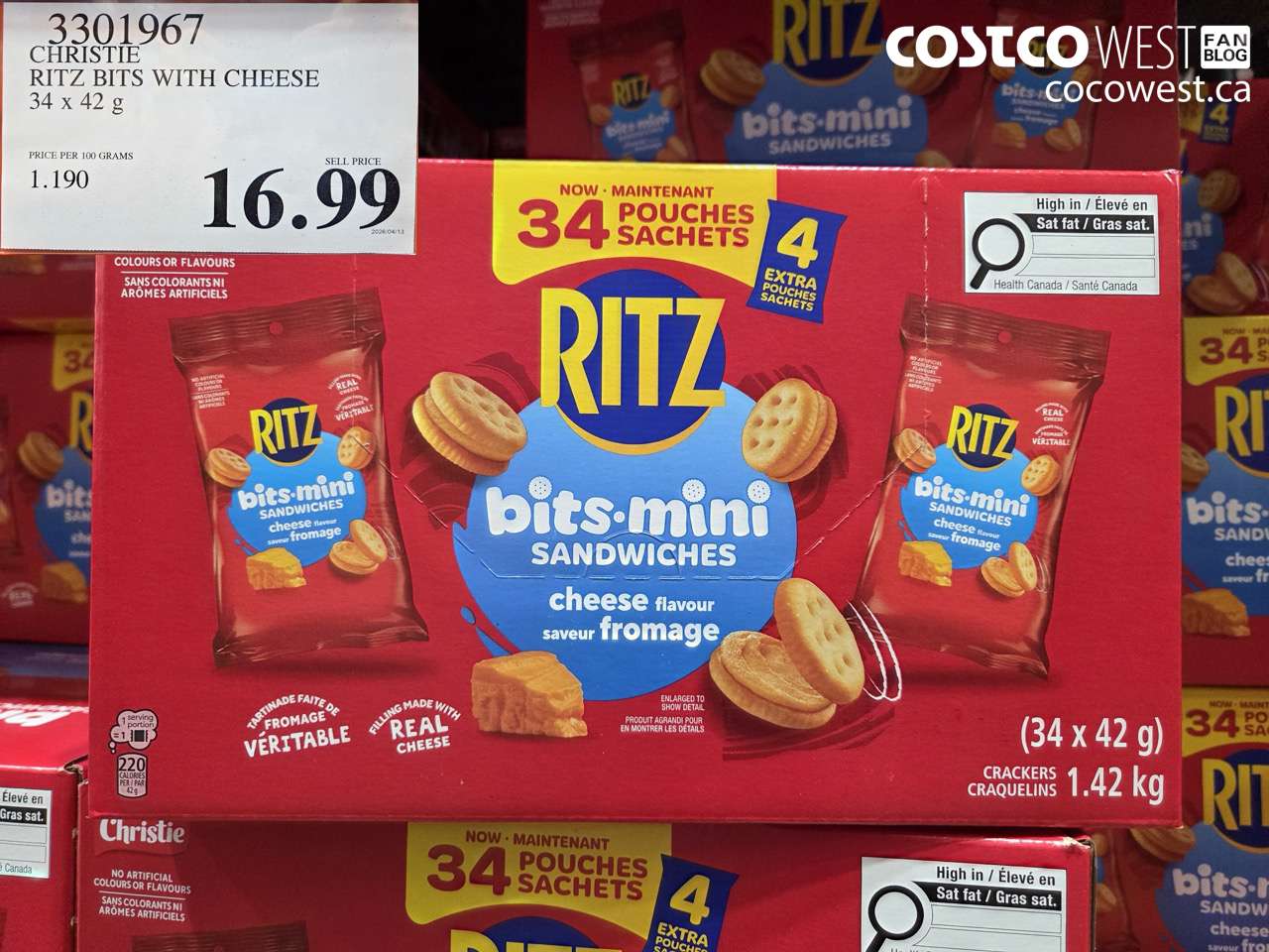 CHRISTIE RITZ BITS WITH CHEESE 34 X 42 G