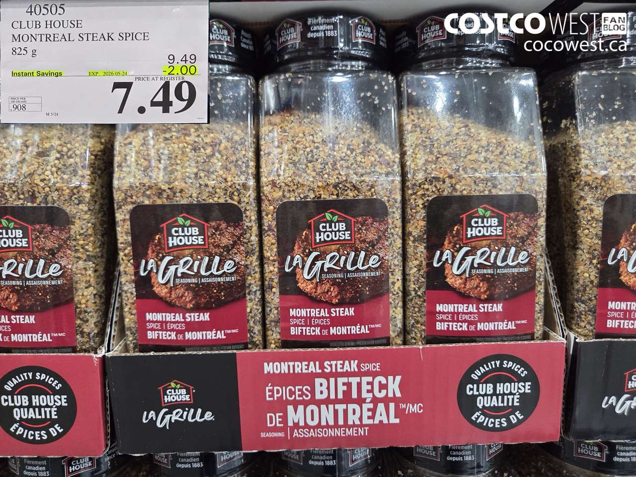 CLUB HOUSE MONTREAL STEAK SPICE 825 G