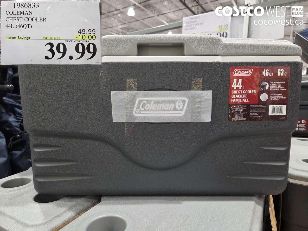 coleman chest cooler 44l 46qt