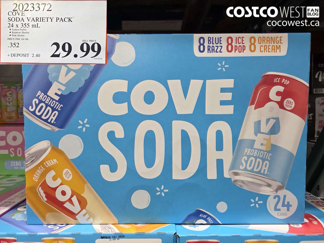 COVE SODA VARIETY PACK 24 X 355 ML