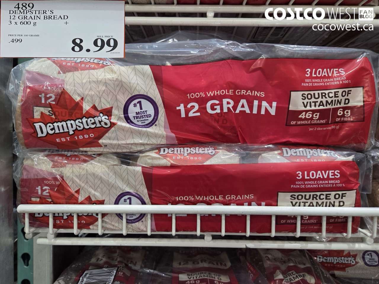 DEMPSTER’S 12 GRAIN BREAD 3 X 600 G