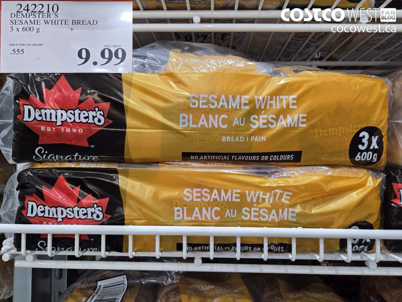 DEMPSTER’S SESAME WHITE BREAD 3 X 600 G