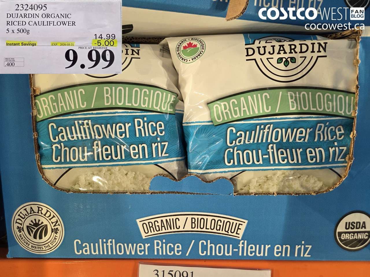 dujardin organic riced cauliflower 5 x 500g