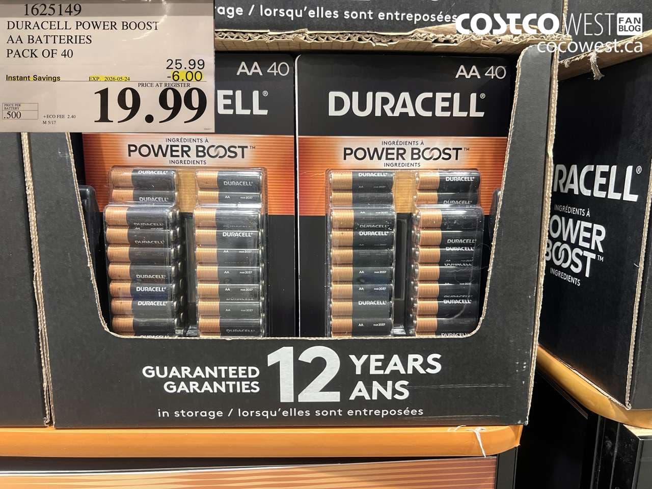 duracell power boost aa batteries pack of 40