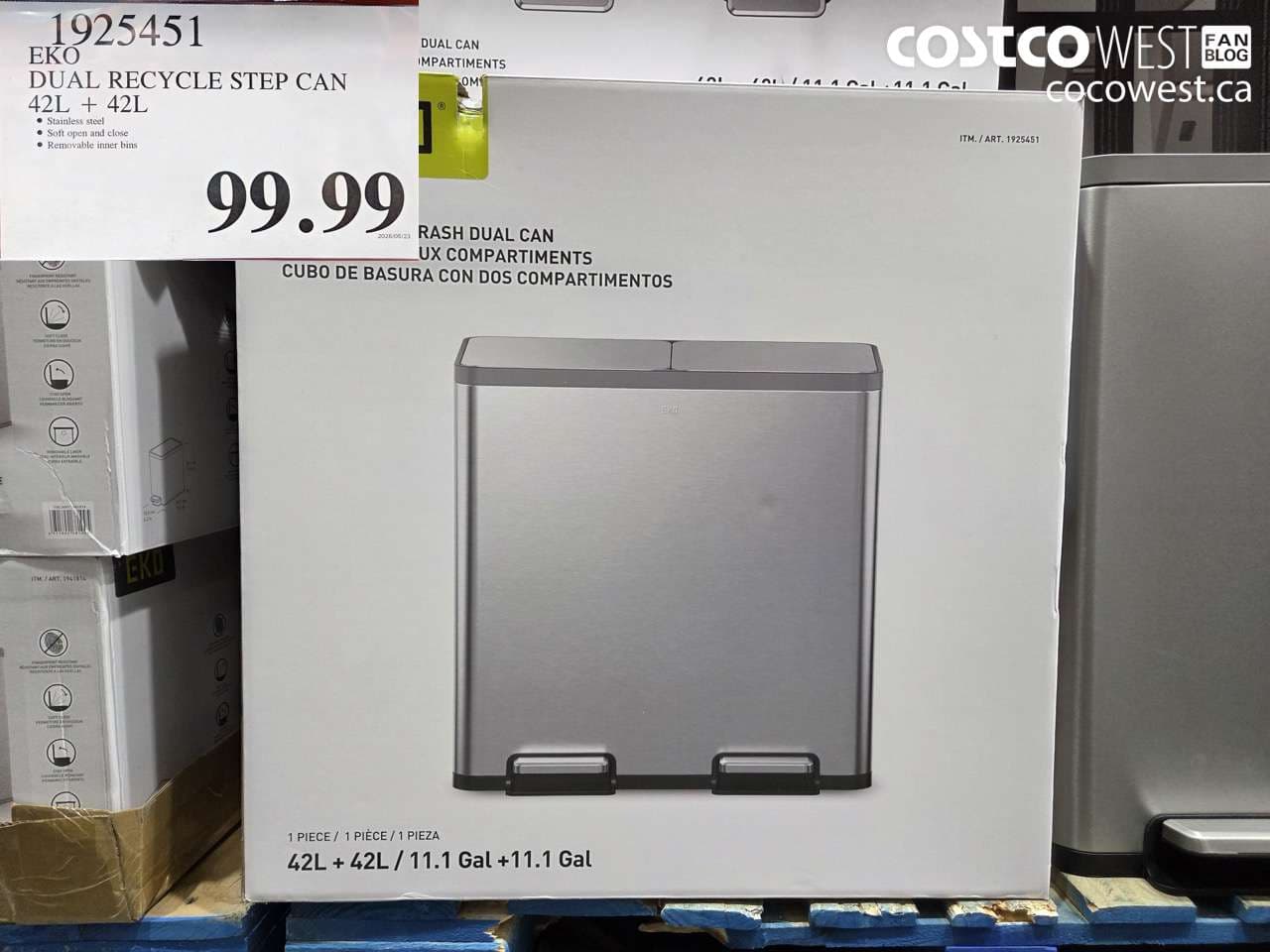 eko dual recycle step can 42l  42l
