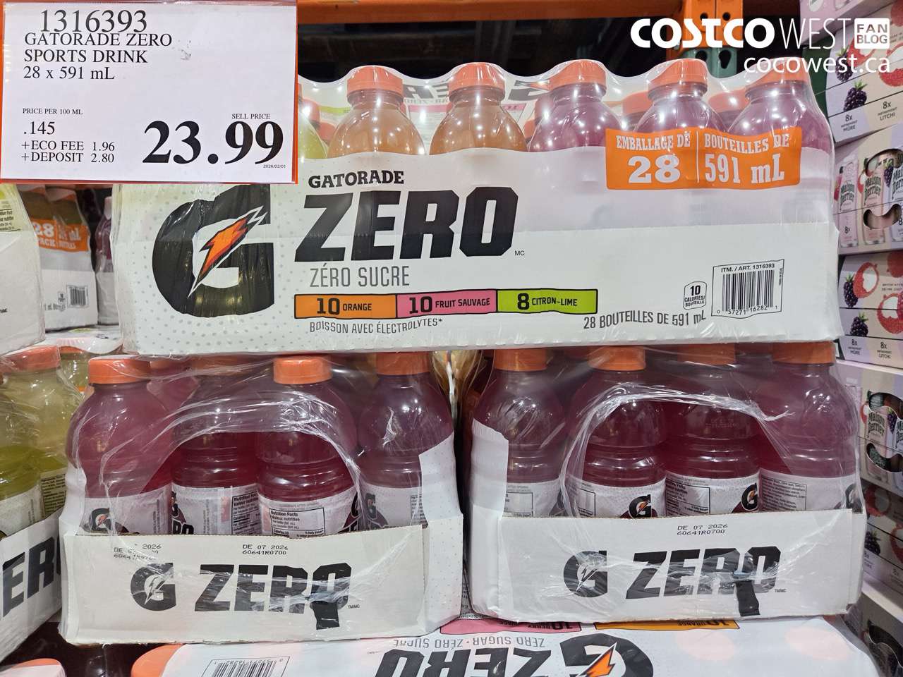 GATORADE ZERO SPORTS DRINK 28 X 591 ML