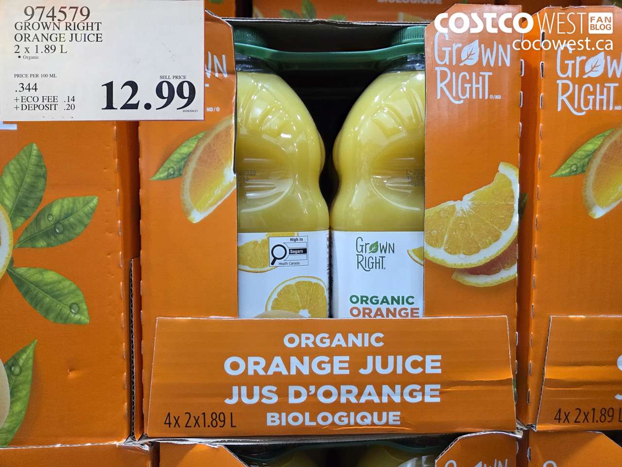 GROWN RIGHT ORANGE JUICE 2 X 1.89 L