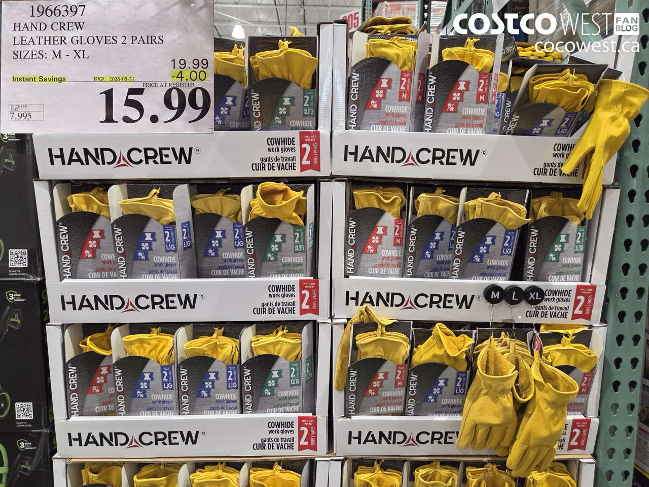 hand crew leather gloves 2 pairs sizes m  xl
