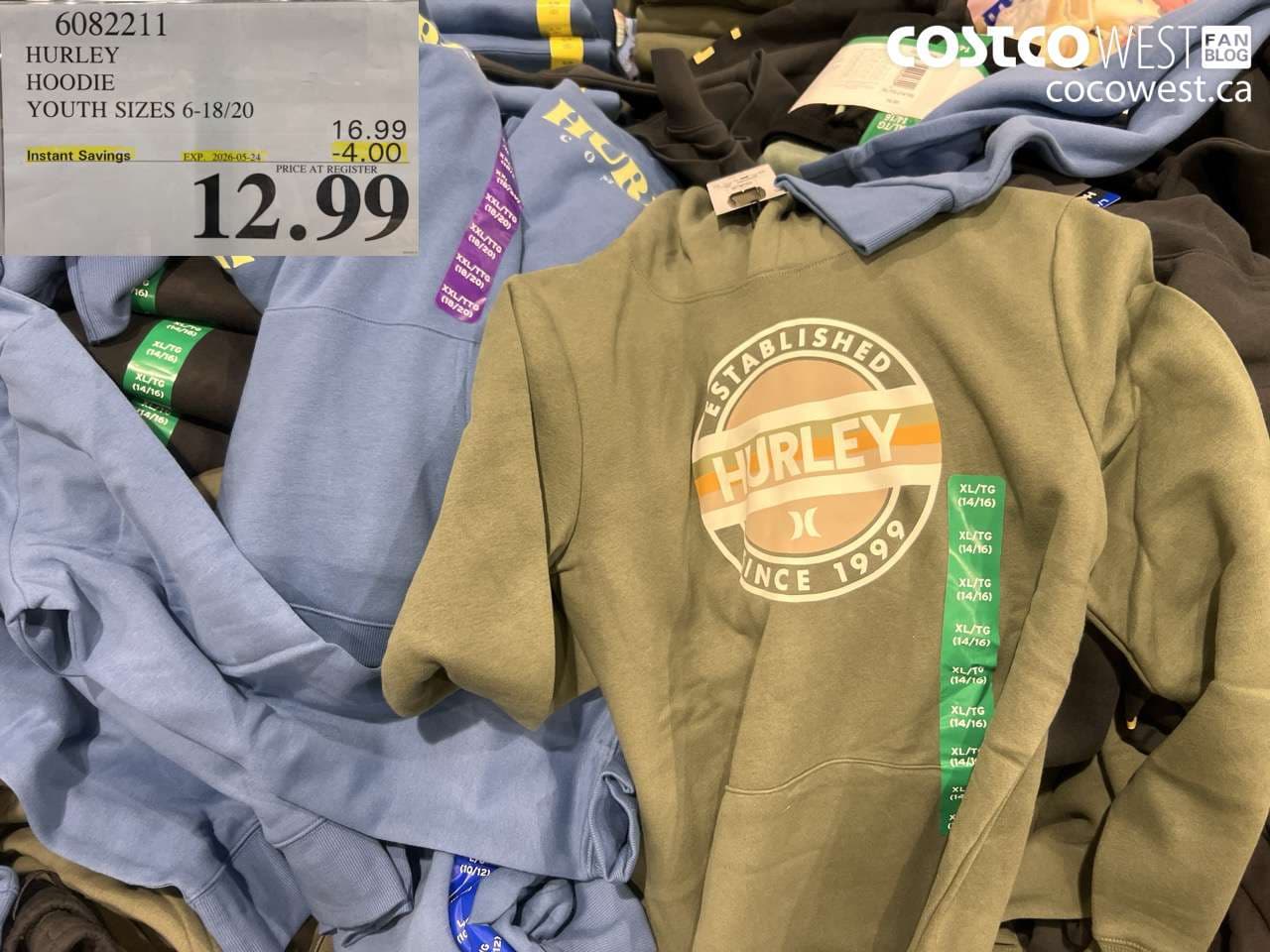 hurley hoodie youth sizes 61820