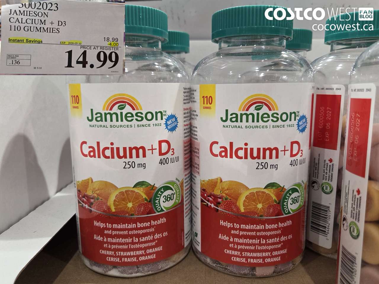 JAMIESON CALCIUM + D3 110 GUMMIES