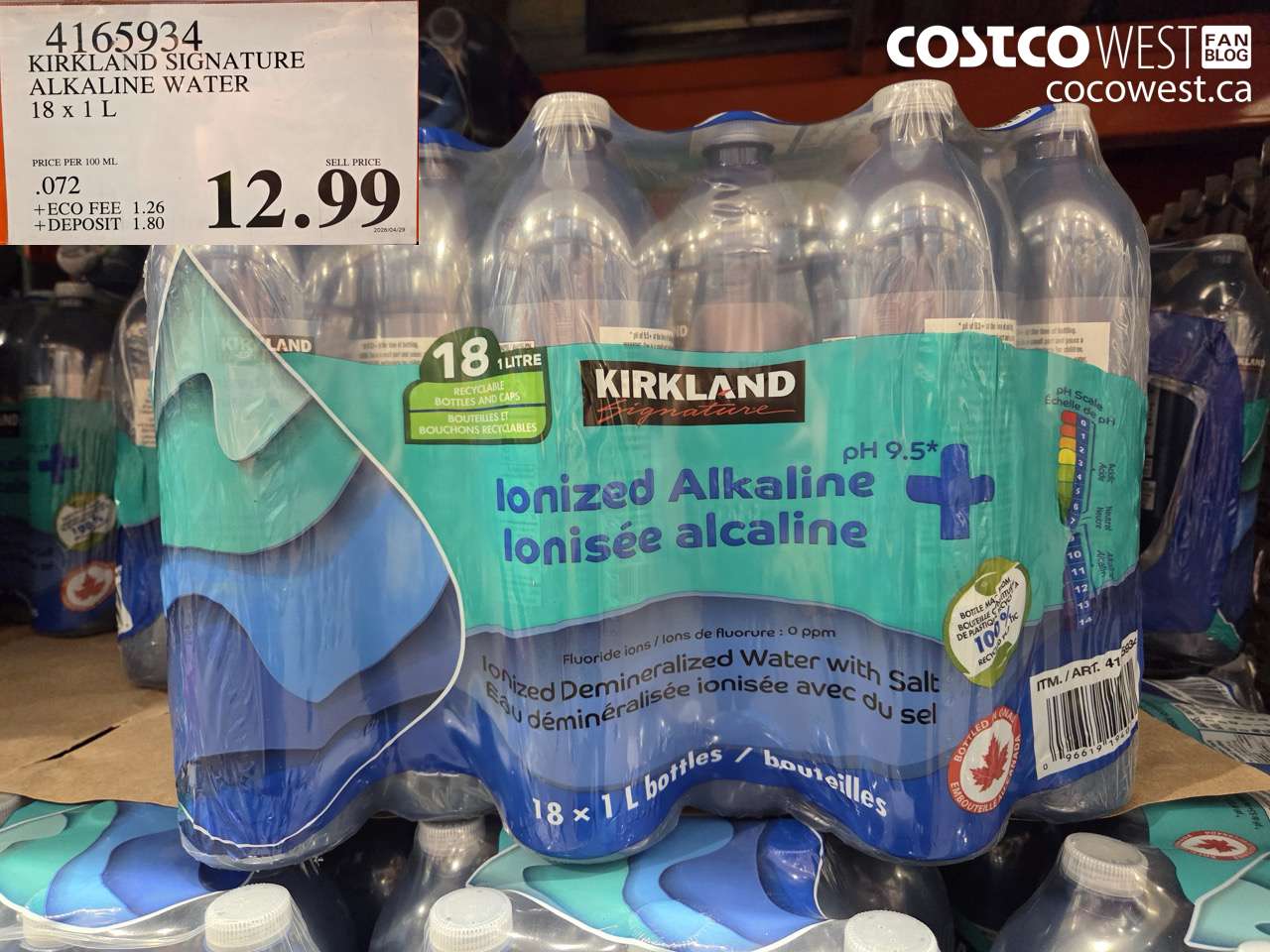 KIRKLAND SIGNATURE ALKALINE WATER 18 X 1L