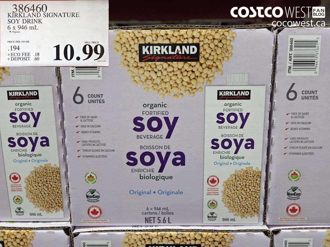 KIRKLAND SIGNATURE SOY DRINK 6 X 946 ML