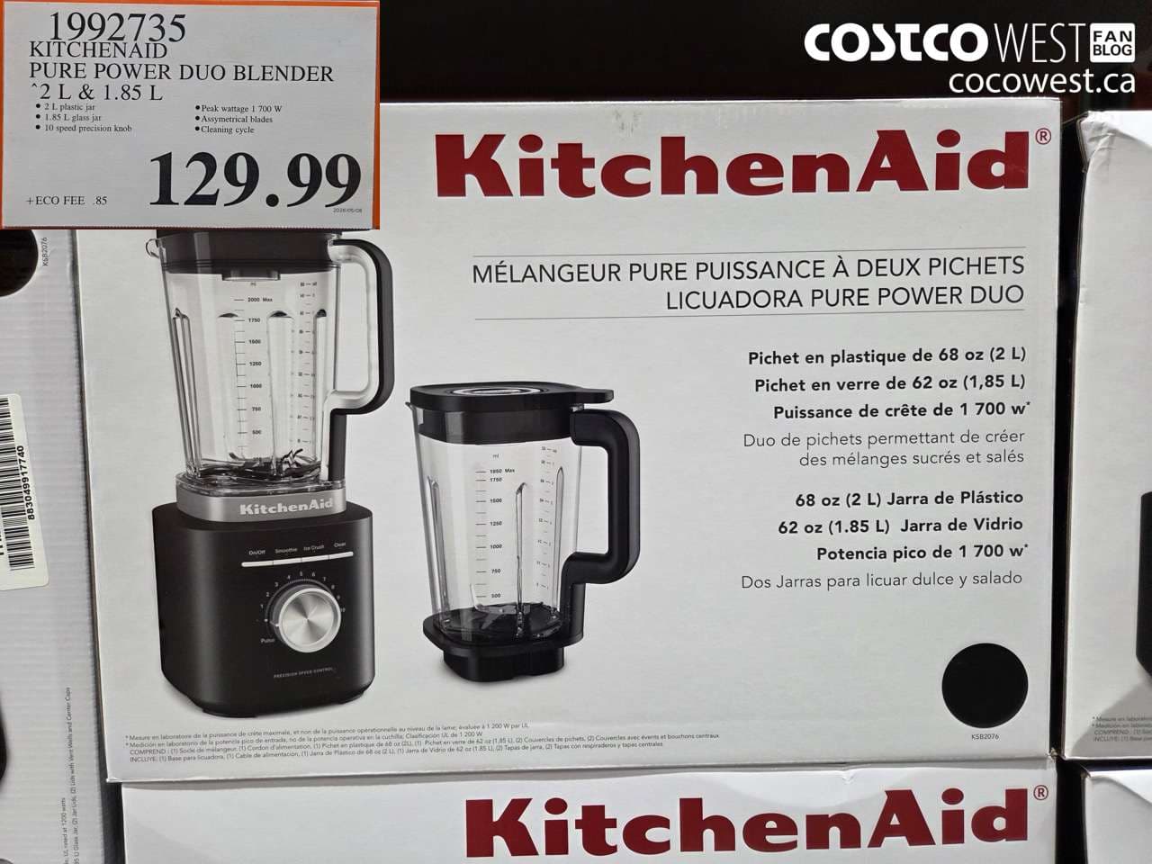 kitchenaid pure power duo blender 2 l  185 l