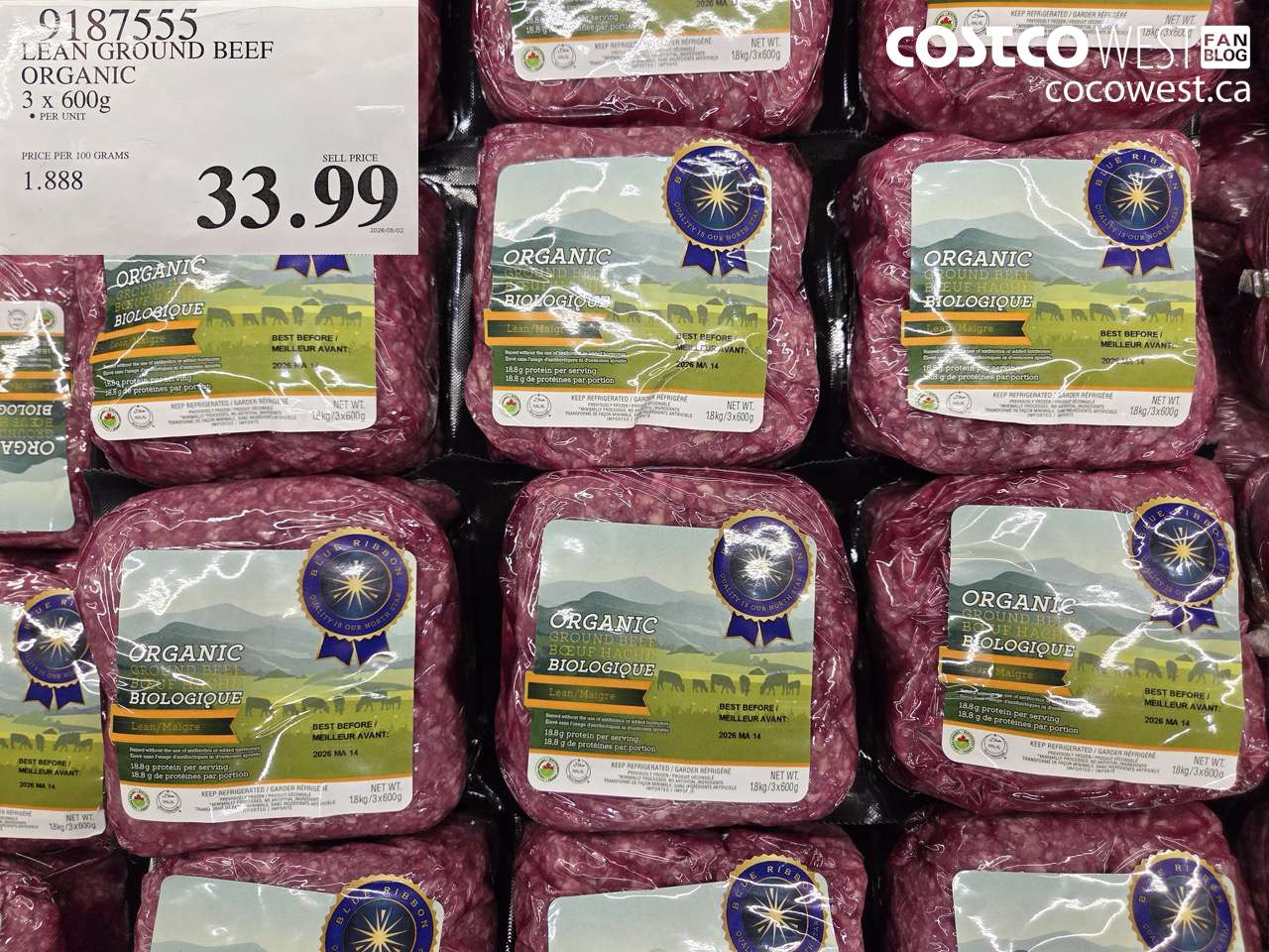 LEAN GROUND BEEF ORGANIC 3 X 600G