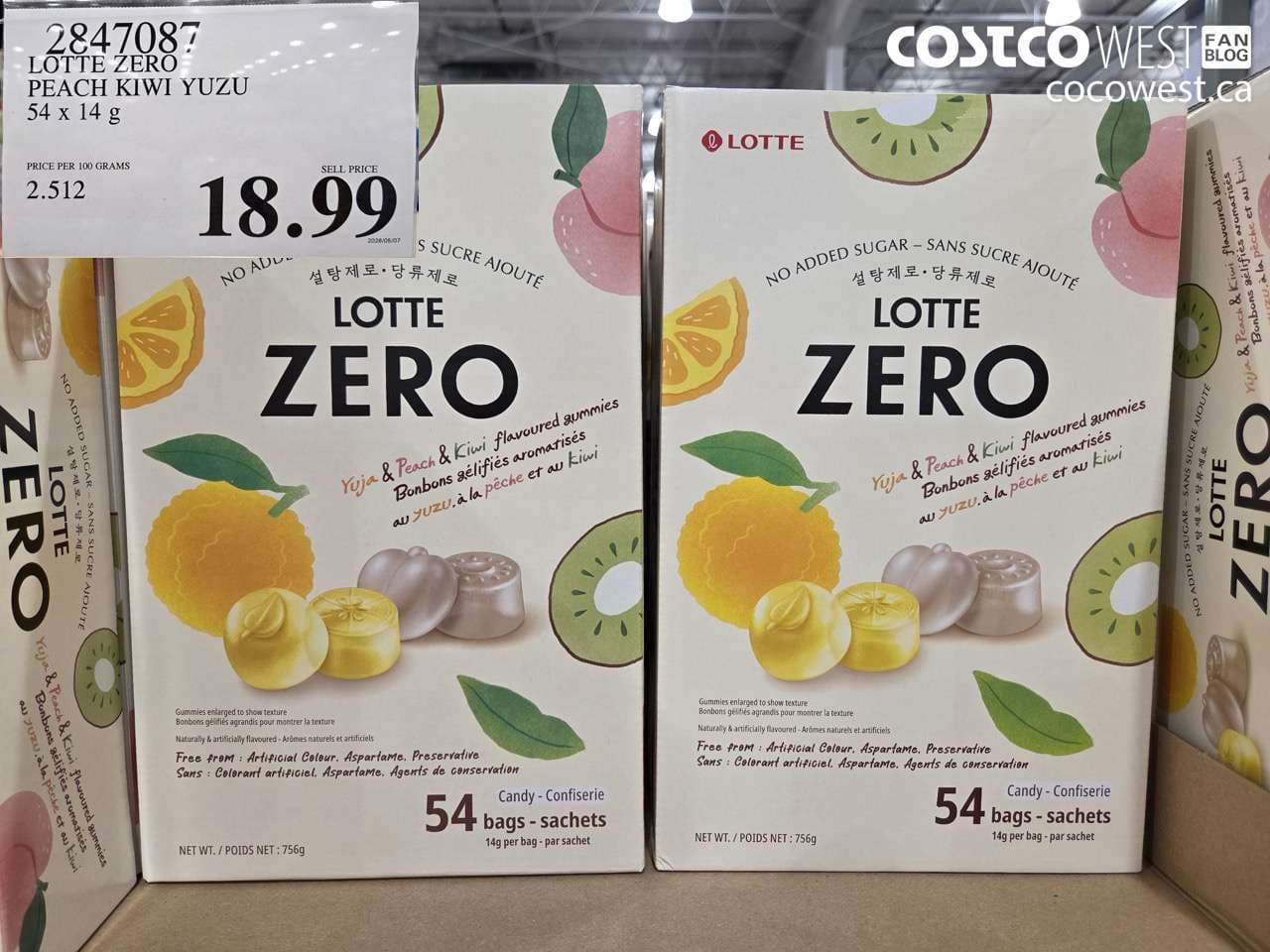 LOTTE ZERO PEACH KIWI YUZU 54 X 14 G