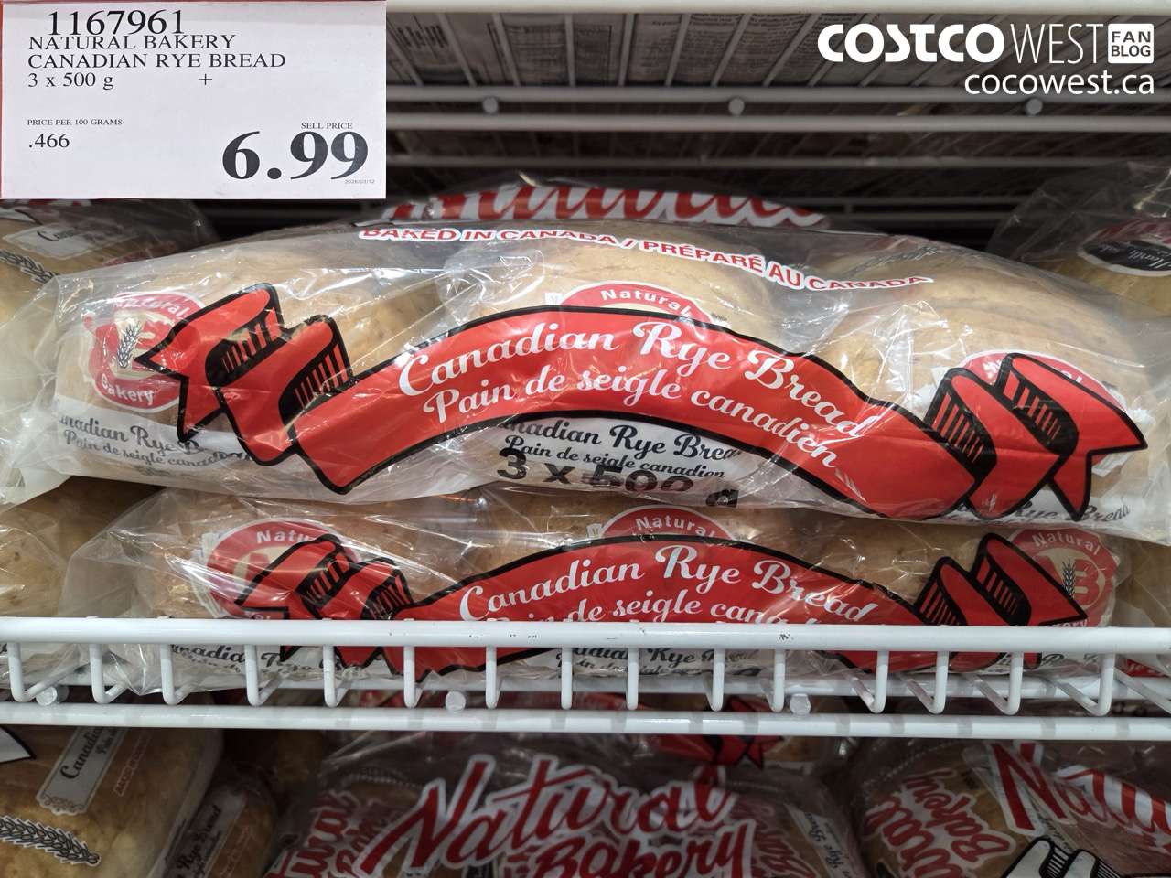 NATURAL BAKERY CANADIAN RYE BREAD 3 X 500 G