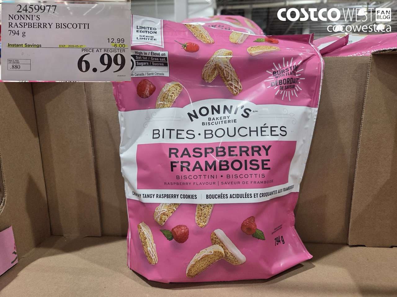 NONNI’S RASPBERRY BISCOTTI 794 G