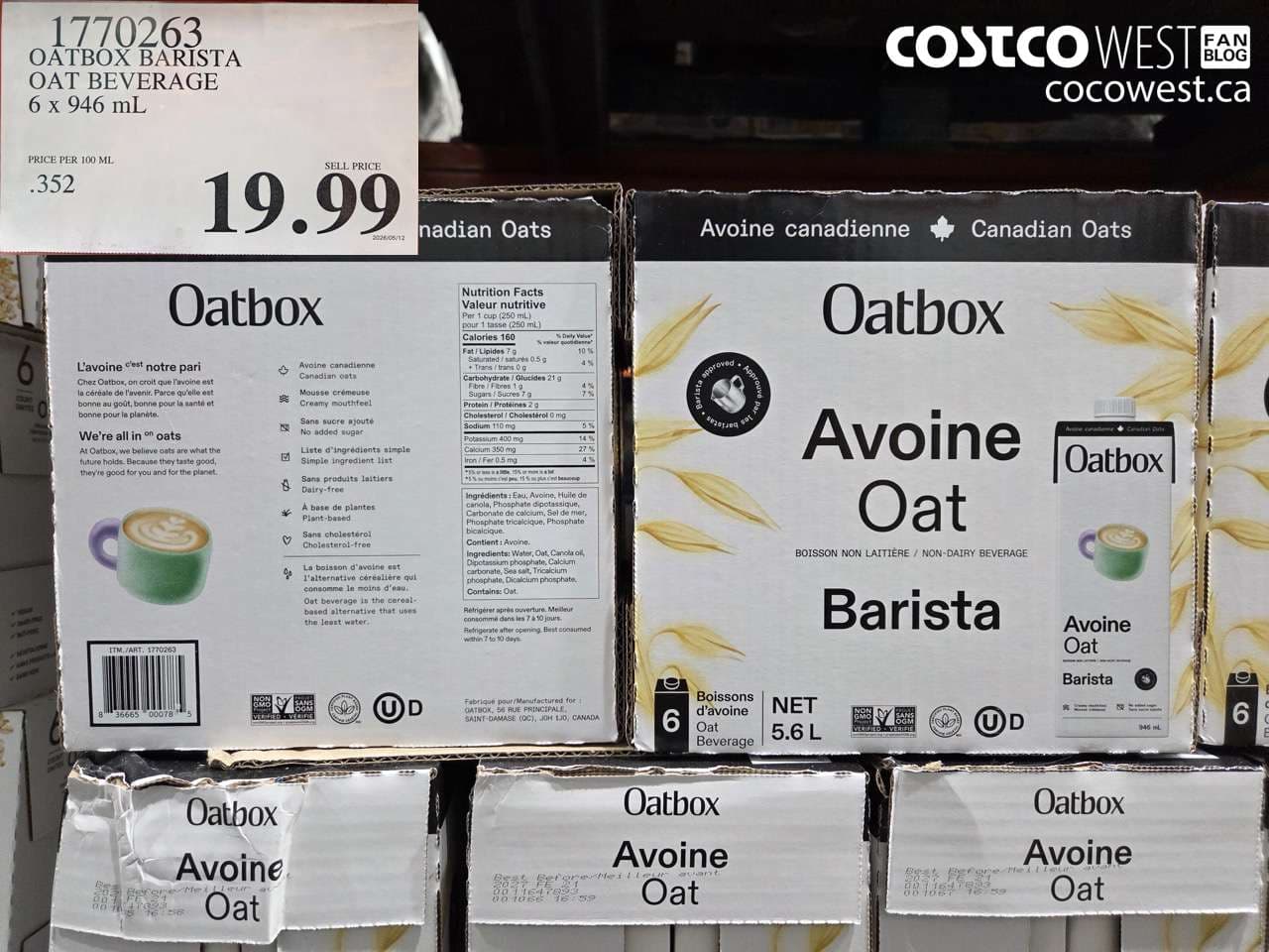 OATBOX BARISTA OAT BEVERAGE 6 X 946 ML