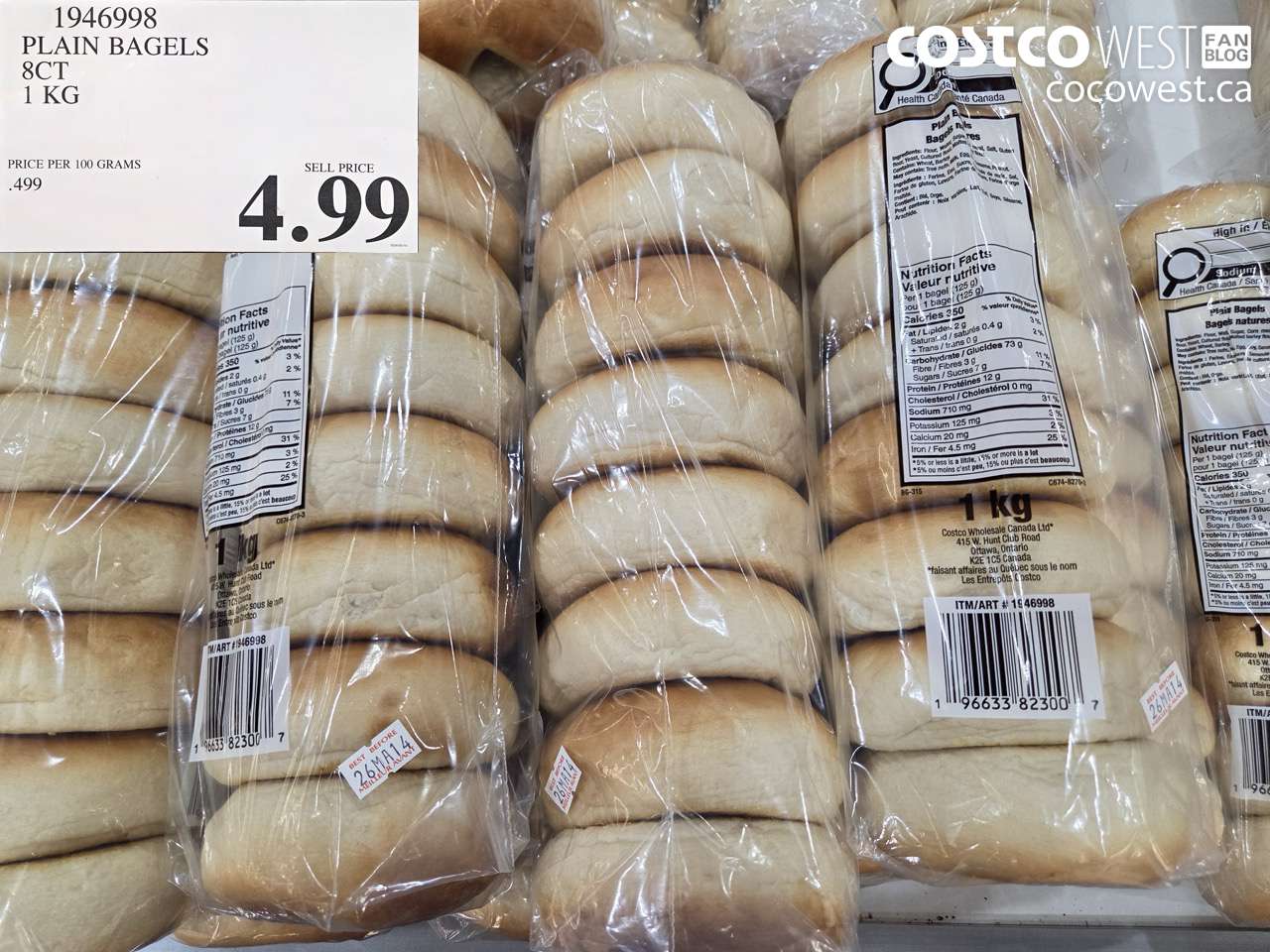 PLAIN BAGELS 8CT 1 KG