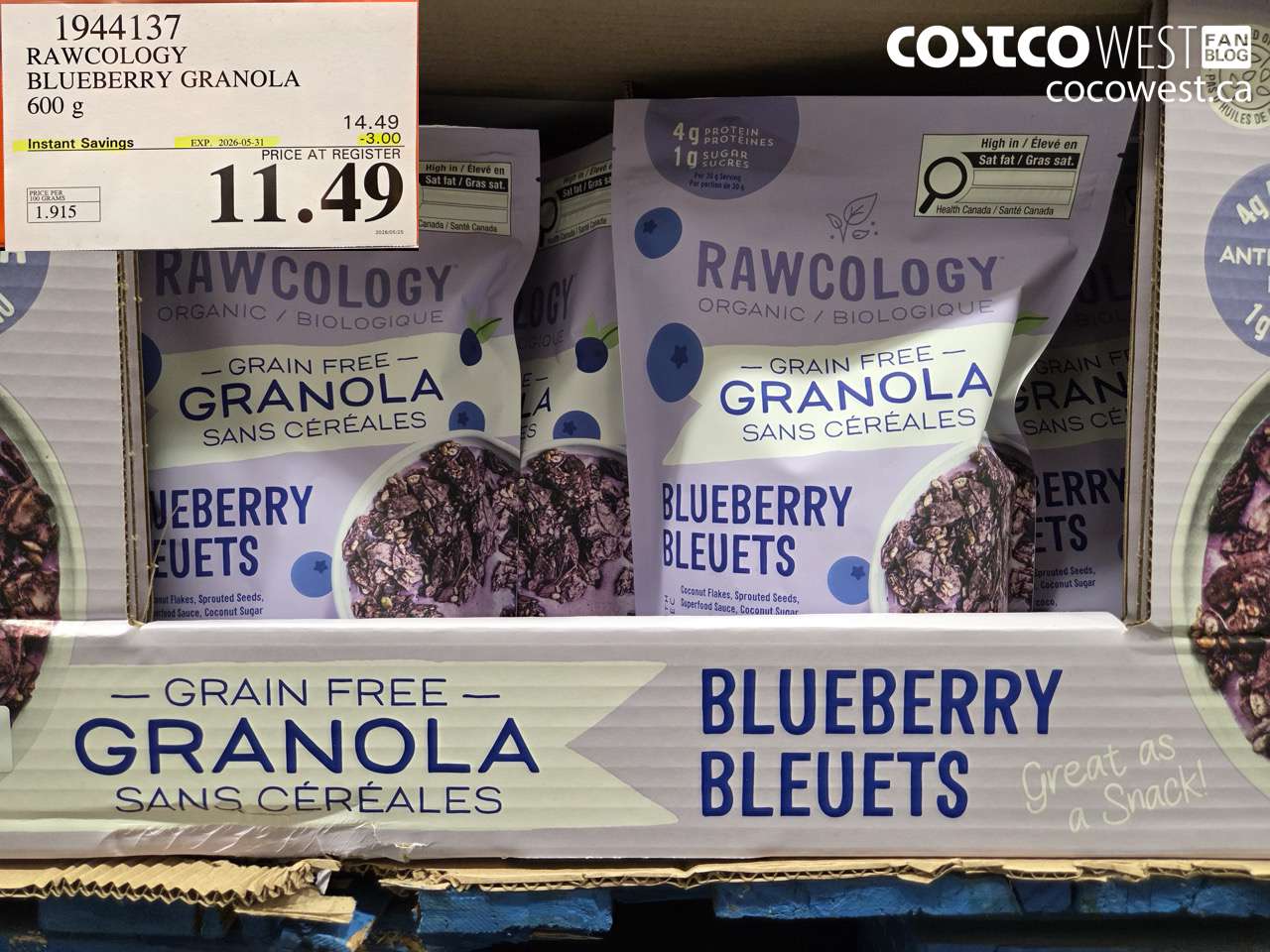 rawcology blueberry granola 600 g