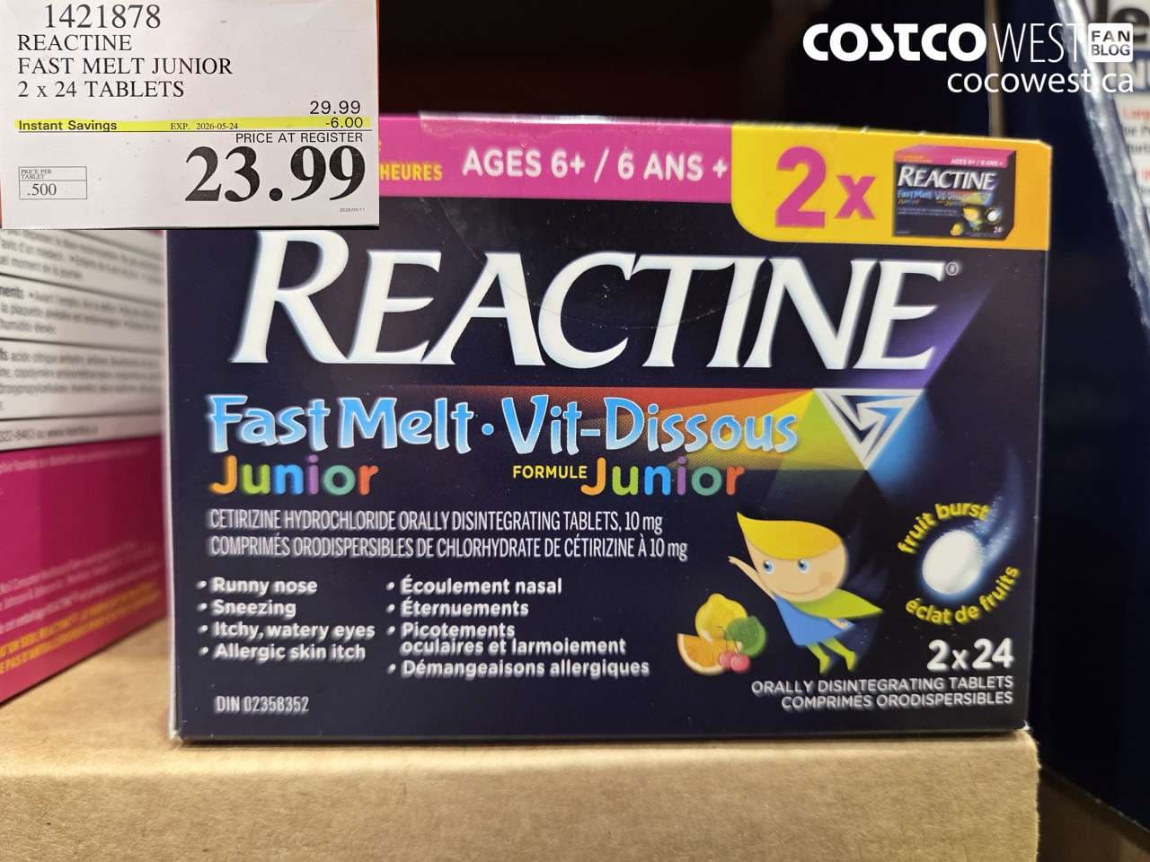 REACTINE FAST MELT JUNIOR 2 X 24 TABLETS