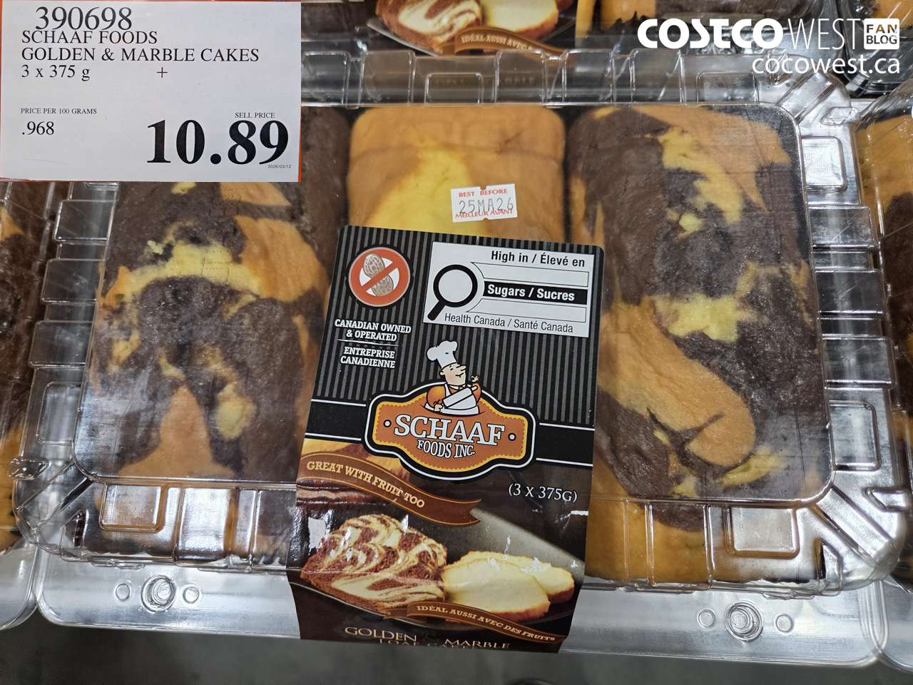 SCHAAF FOODS GOLDEN & MARBLE CAKES 3 X 375 G
