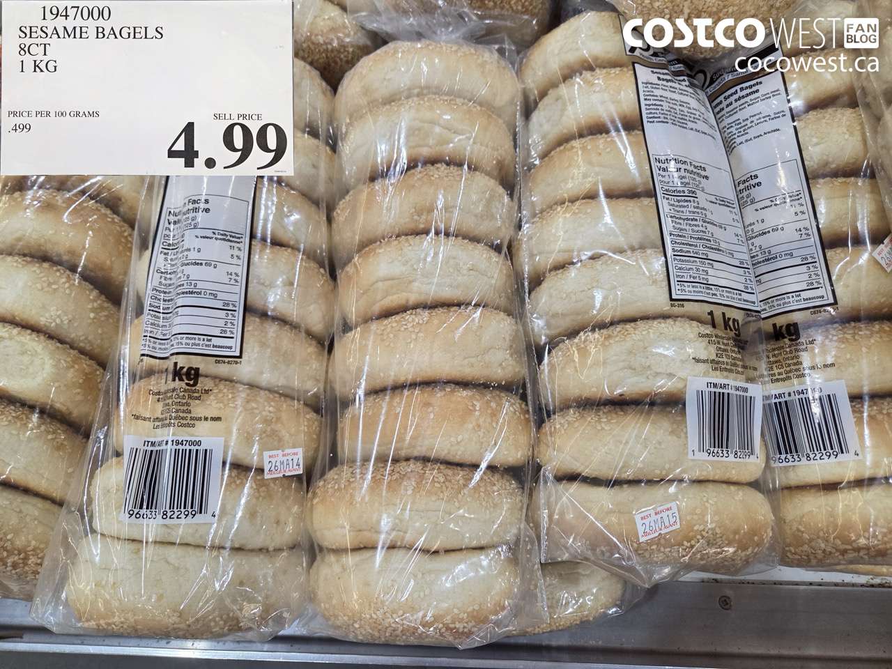 SESAME BAGELS 8CT 1 KG