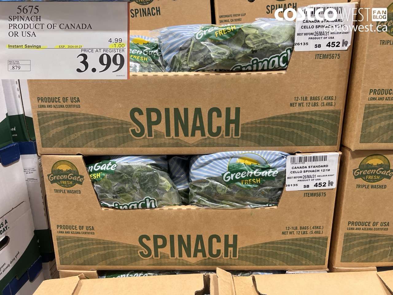 SPINACH PRODUCT OF CANADA OR USA