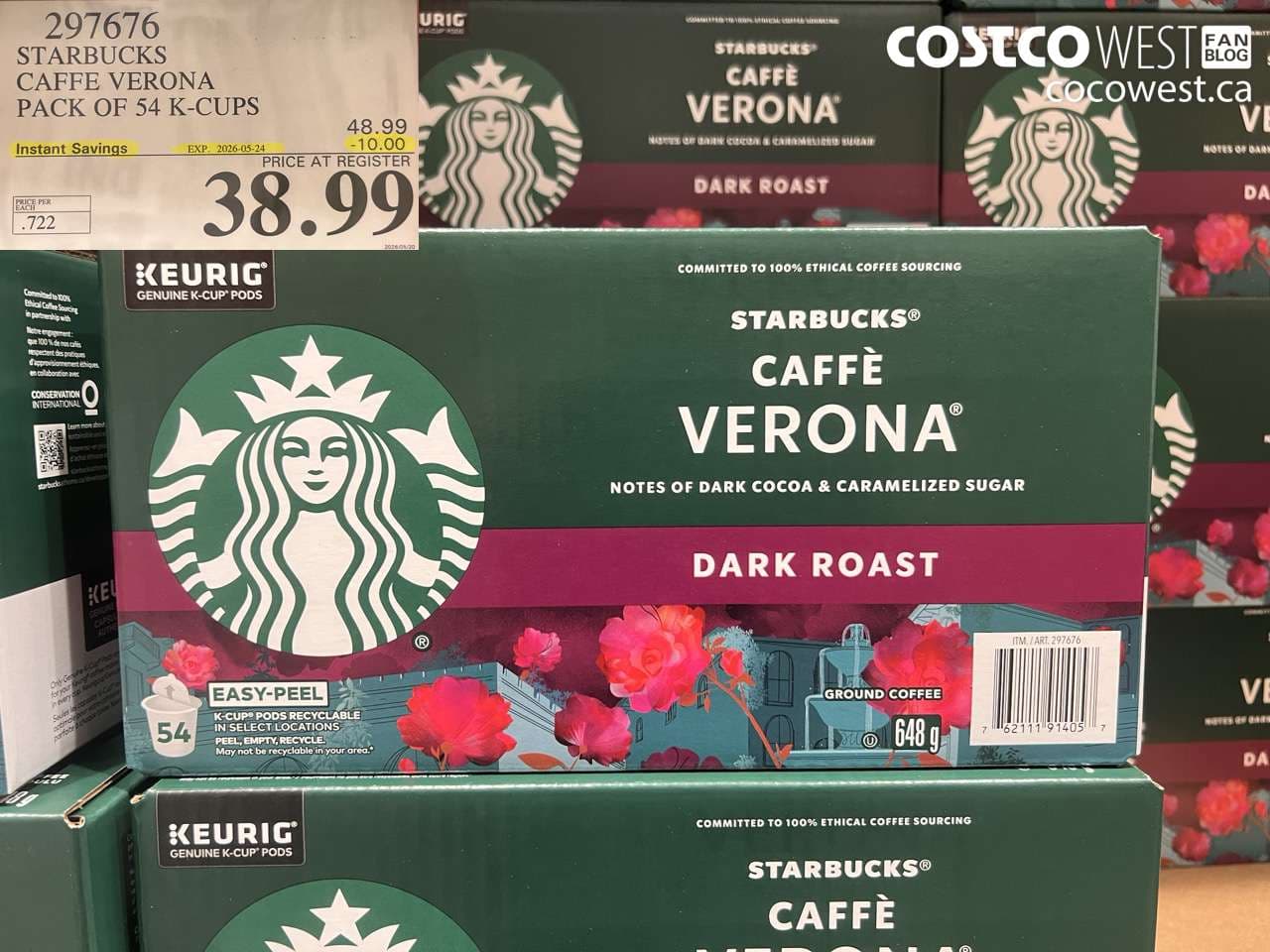 starbucks caffe verona pack of 54 kcups