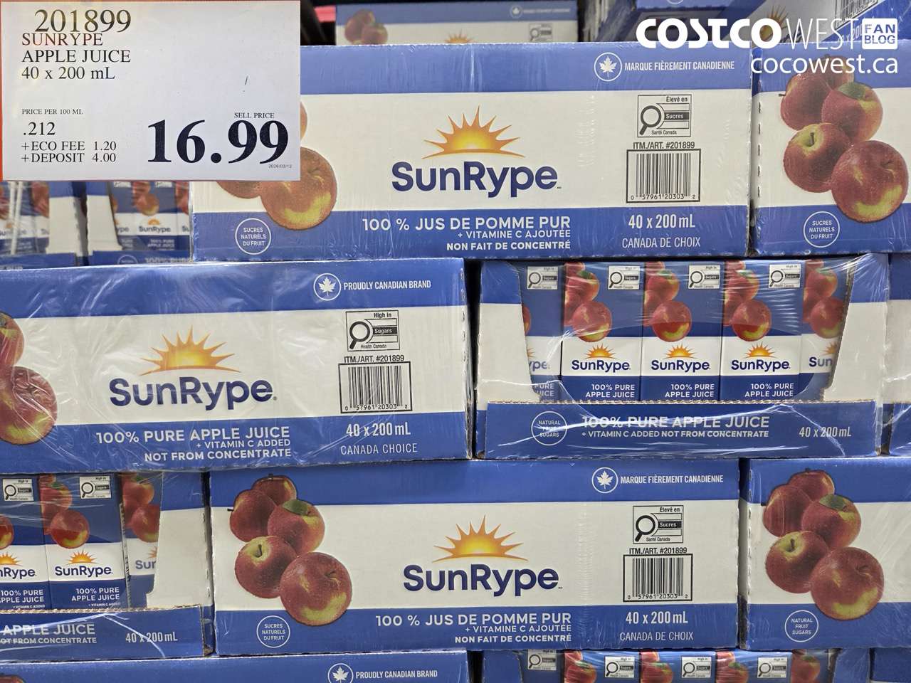 SUNRYPE APPLE JUICE 40 X 200 ML