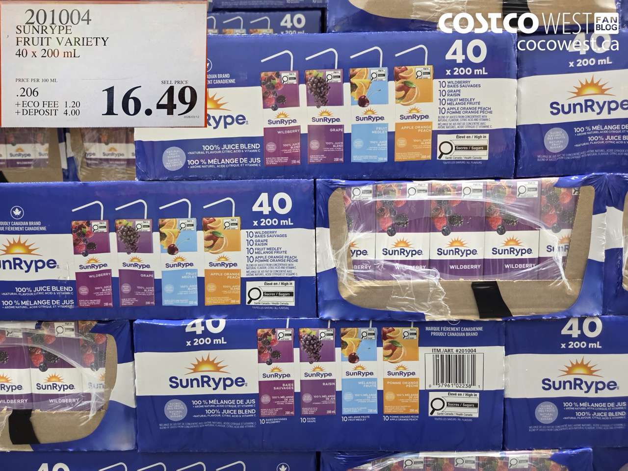 SUNRYPE FRUIT VARIETY 40 X 200 ML