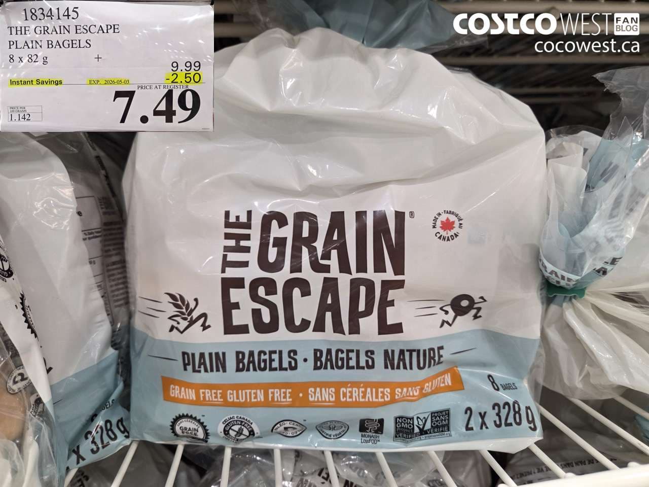 THE GRAIN ESCAPE PLAIN BAGELS 8 X 82 G