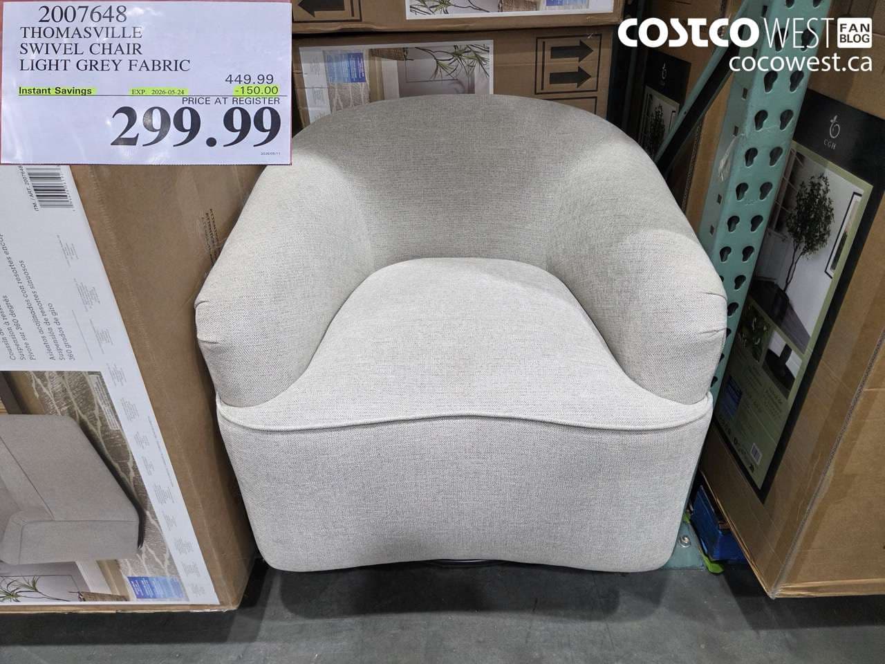 THOMASVILLE SWIVEL CHAIR LIGHT GREY FABRIC