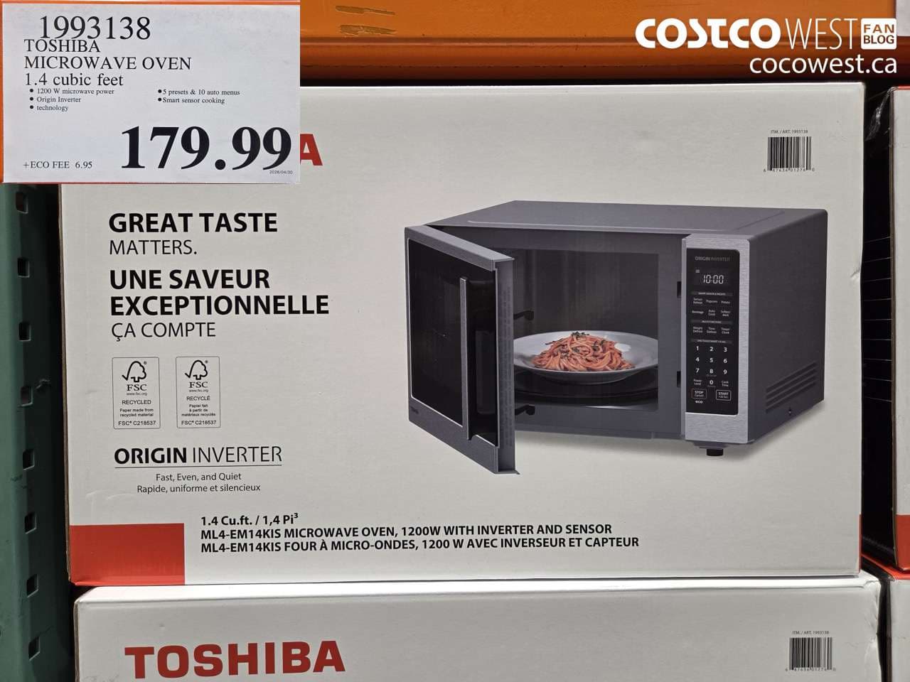 TOSHIBA MICROWAVE OVEN 1.4 CUBIC FEET