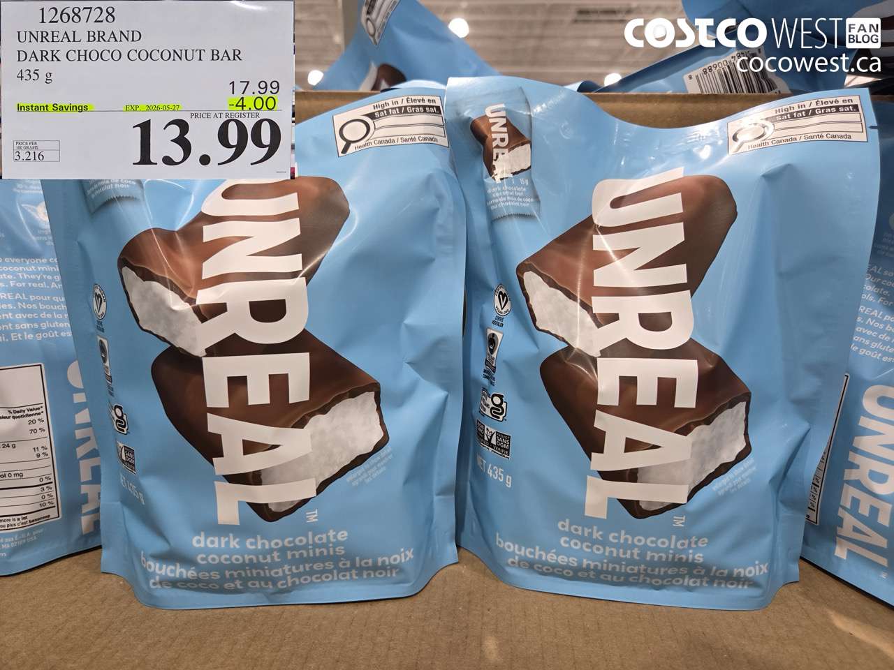 unreal brand dark choco coconut bar 435 g