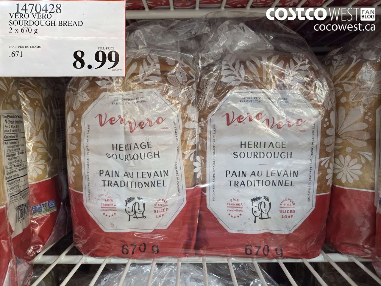 VERO VERO SOURDOUGH BREAD 2 X 670 G