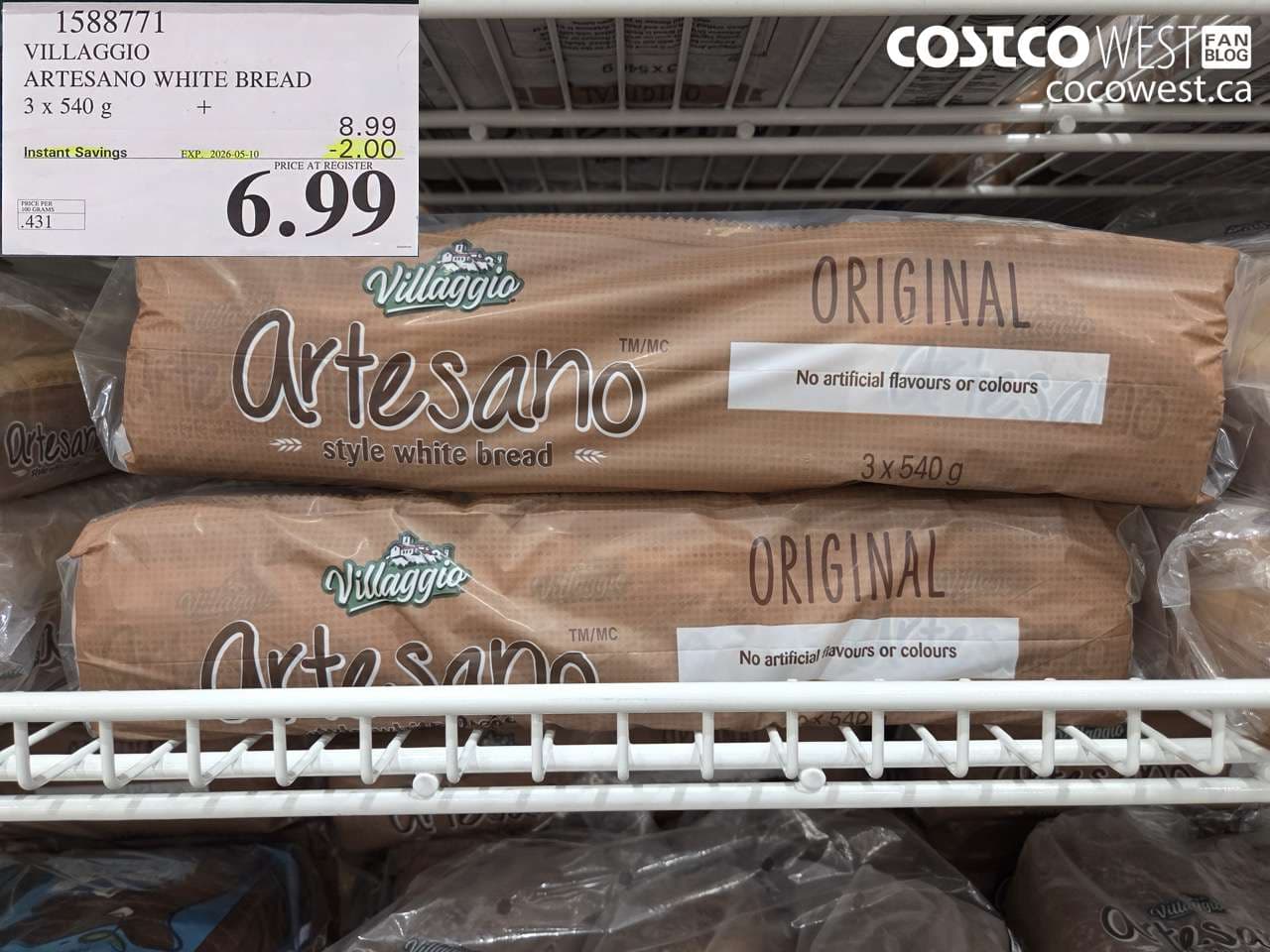 VILLAGGIO ARTESANO WHITE BREAD 3 X 540 G