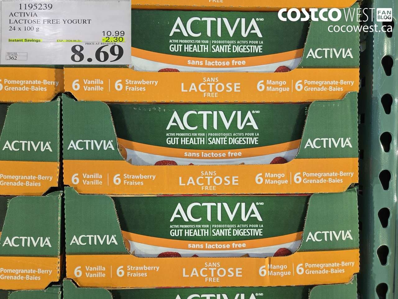 activia lactose free yogurt 24 x 100 g