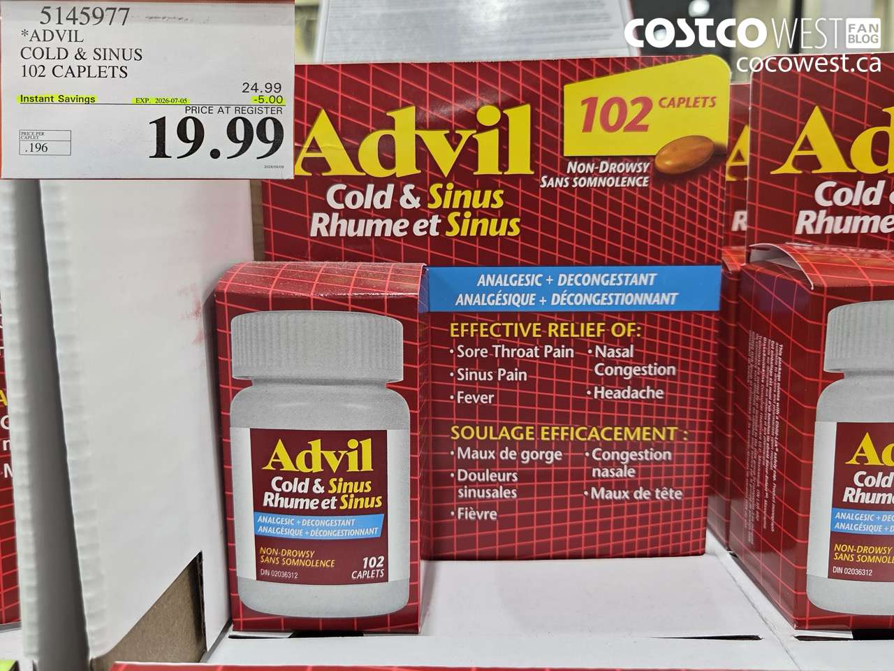 ADVIL COLD & SINUS 102 CAPLETS