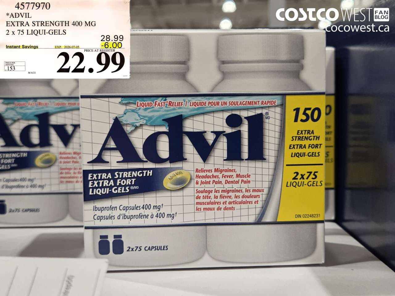 advil extra strength 400 mg 2 x 75 liquigels