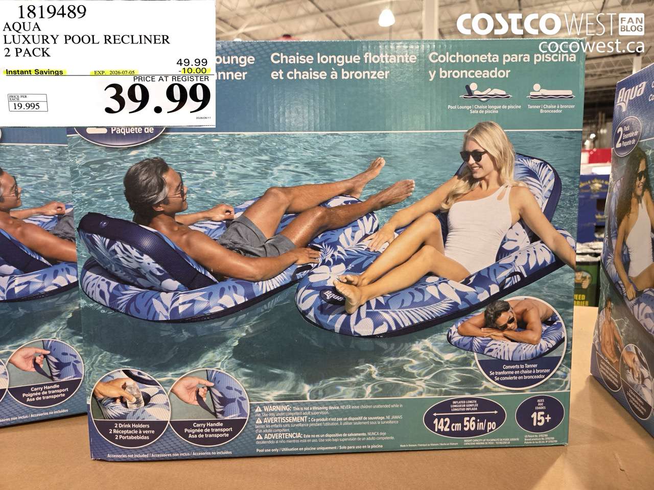 aqua luxury pool recliner 2 pack
