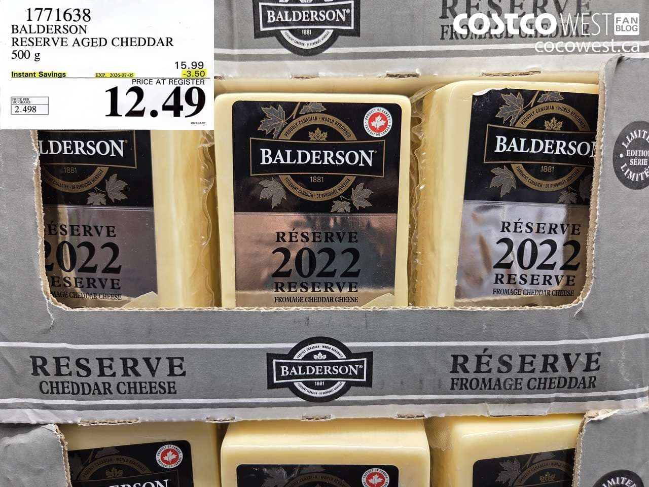 balderson reserve aged cheddar 500 g
