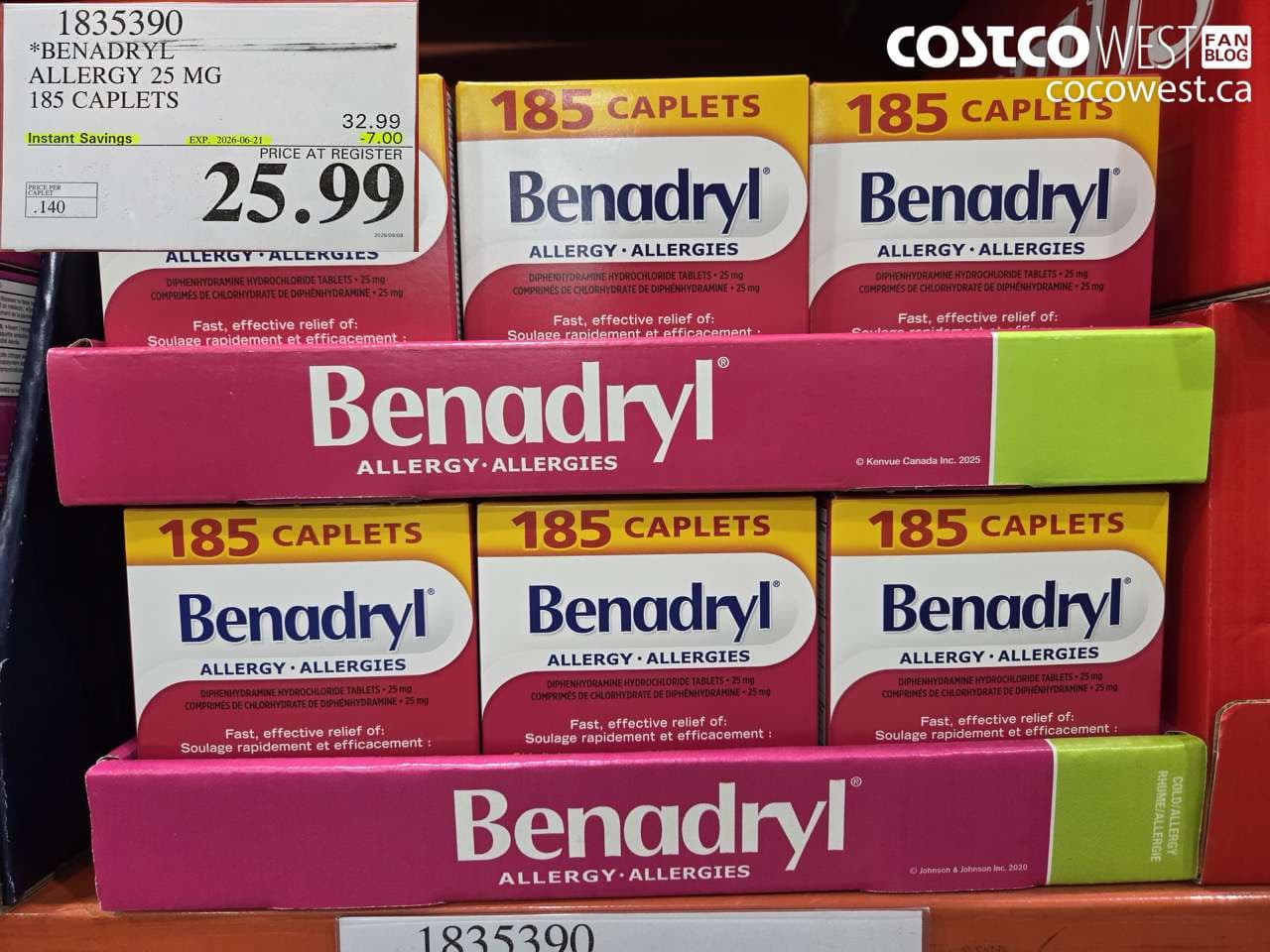 BENADRYL ALLERGY 25 MG 185 CAPLETS