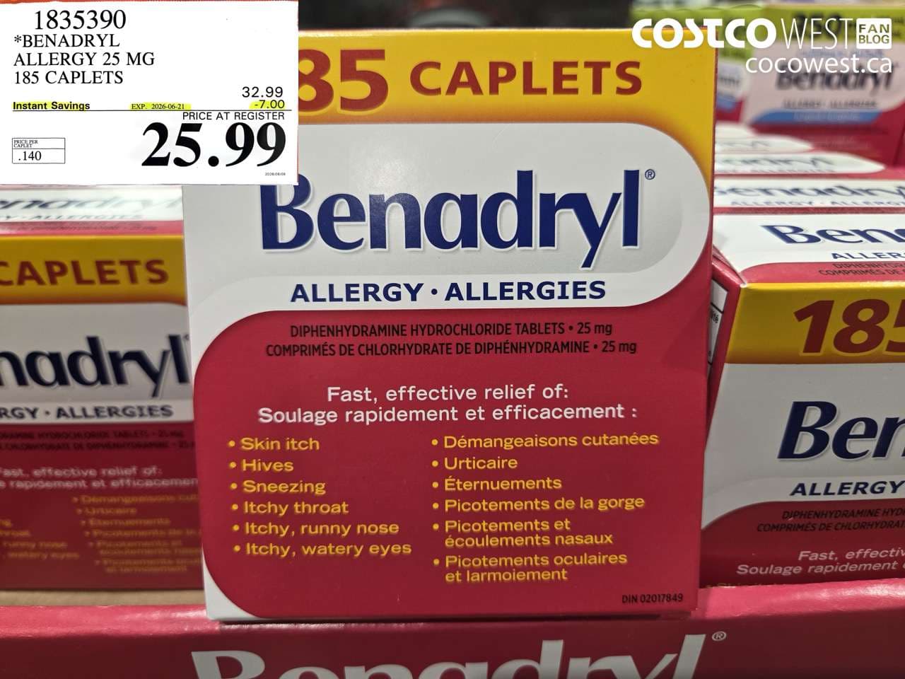benadryl allergy 25 mg 185 caplets
