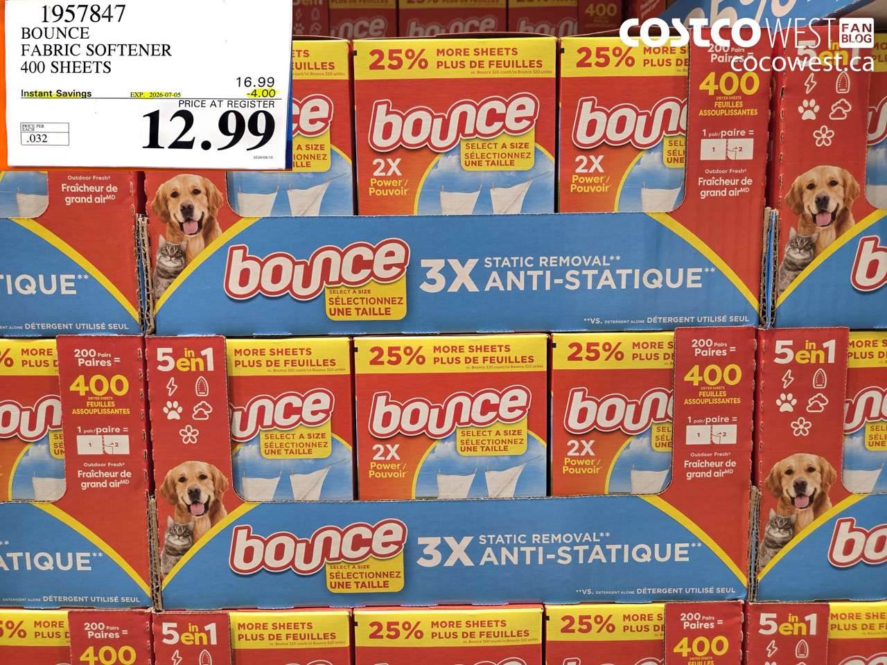bounce fabric softener 400 sheets