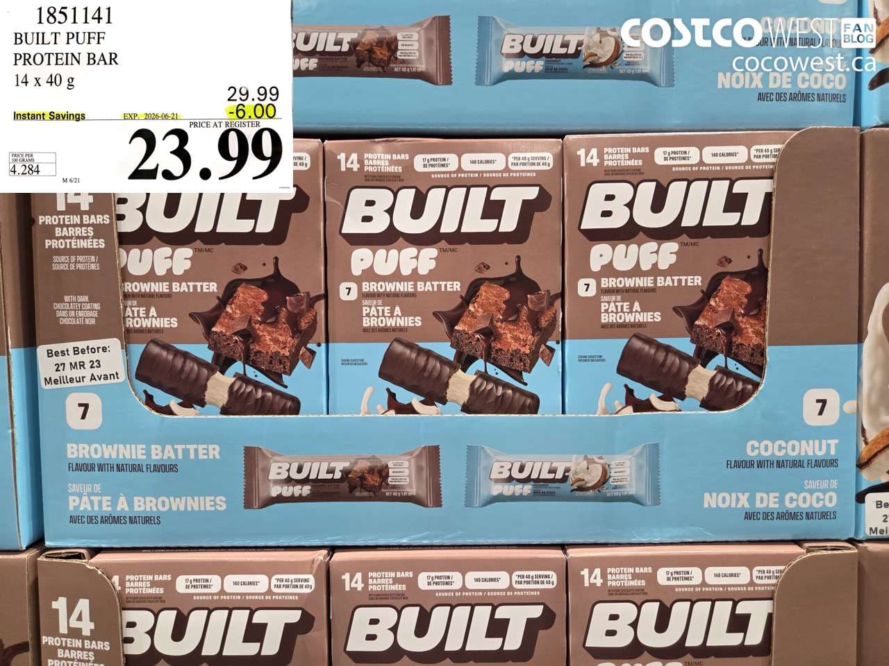 built puff protein bar 14 x 40 g