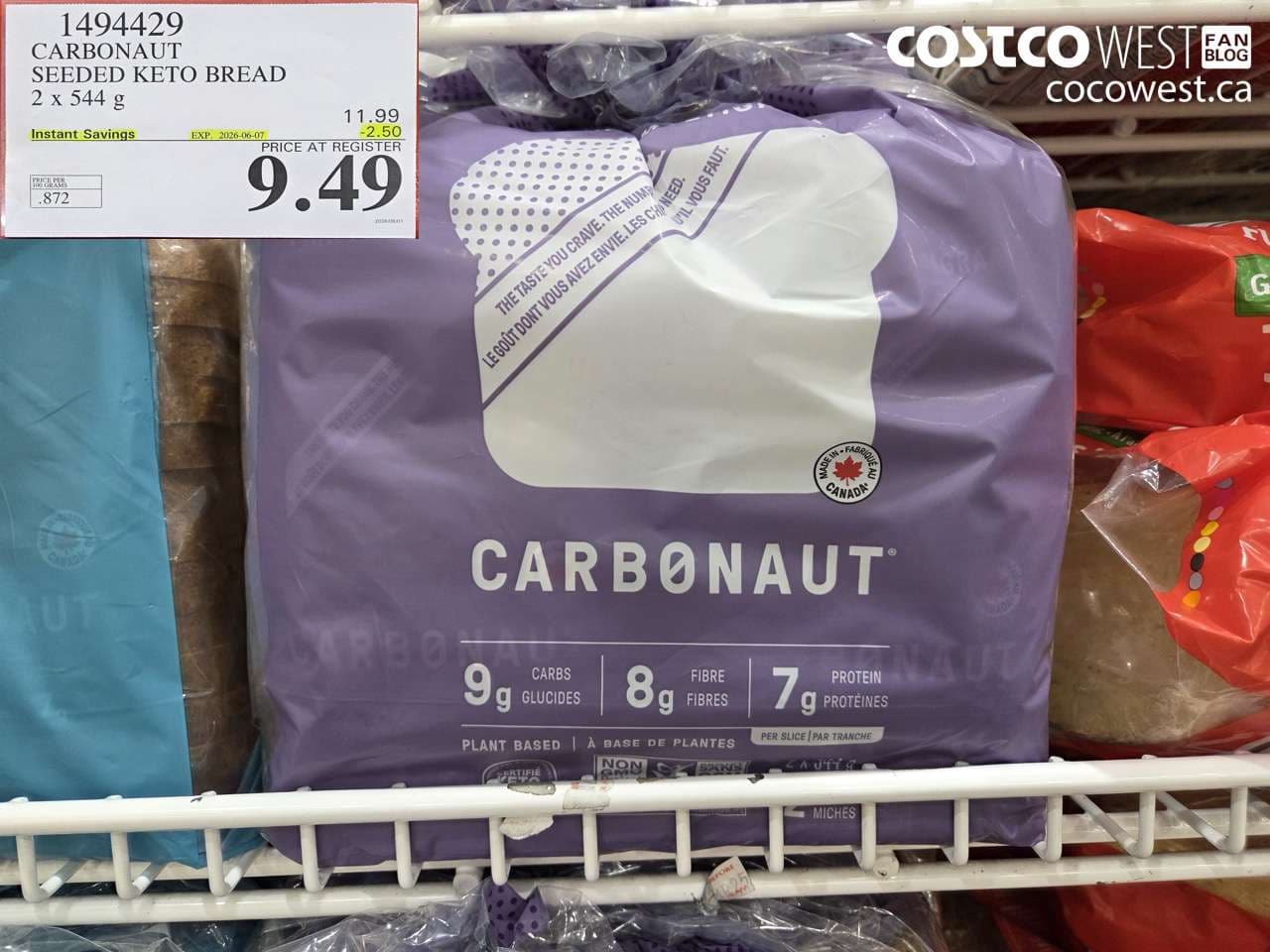 CARBONAUT SEEDED KETO BREAD 2 X 544 G