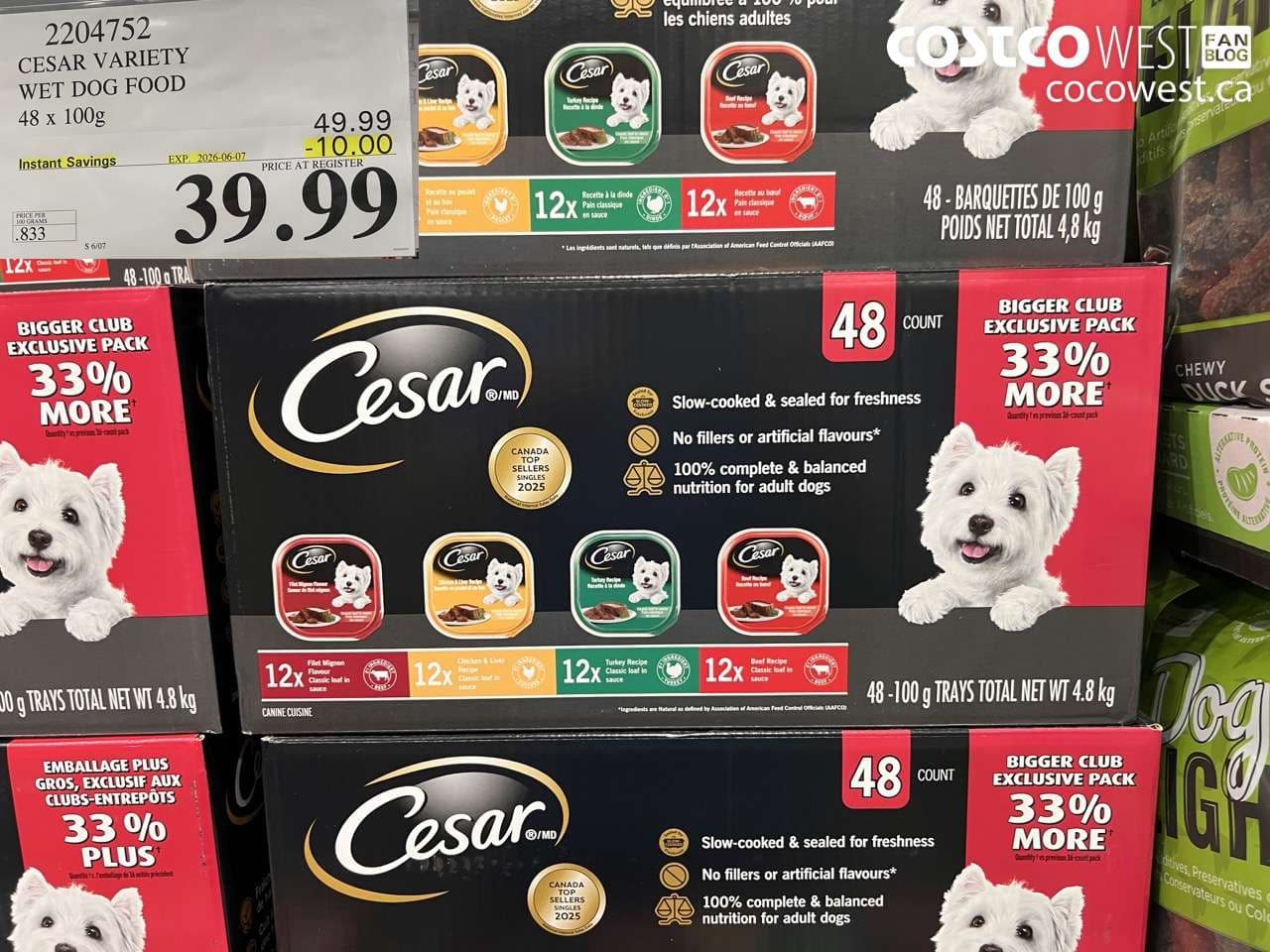 cesar variety wet dog food 48 x 100g