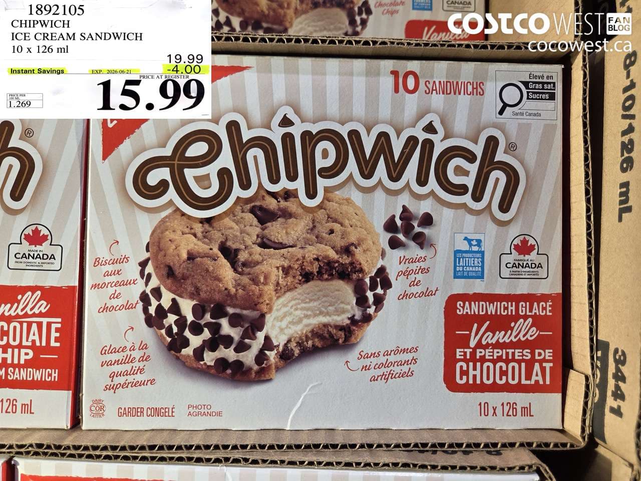 chipwich ice cream sandwich 10 x 126 ml