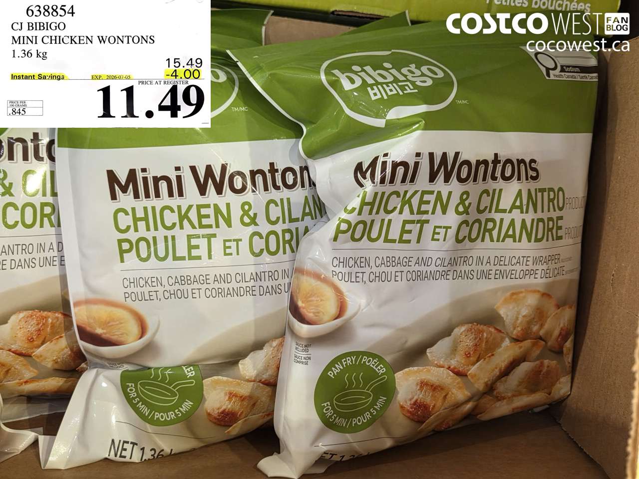 cj bibigo mini chicken wontons 136 kg